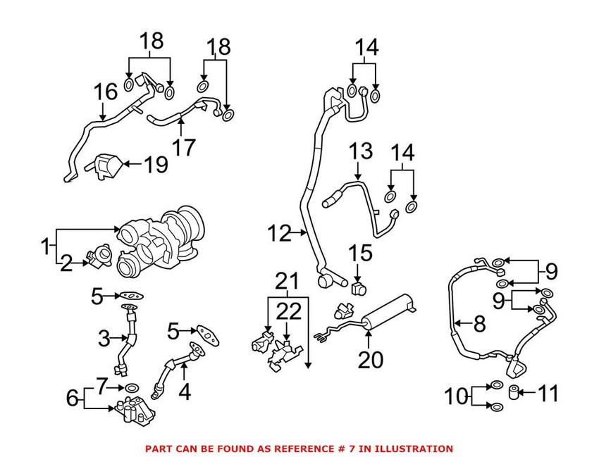 BMW Turbocharger Oil Line O-Ring - Return Line to Flange (13.8x2.64mm) 11427578079